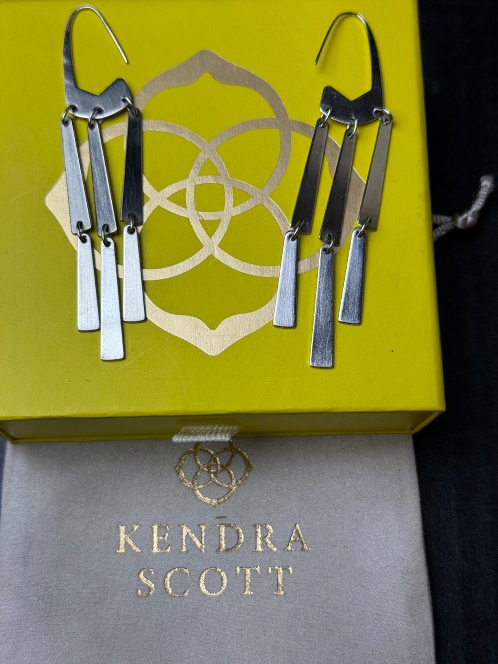 Kendra Scott Silver Linear Bar Drop Earrings